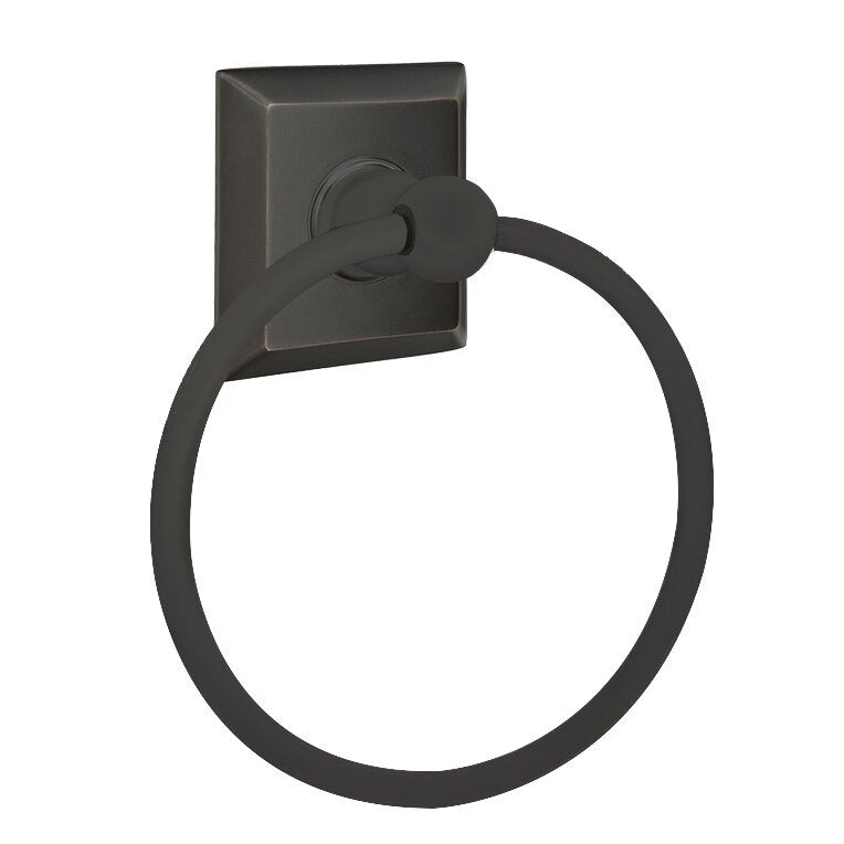 Emtek Traditional Brass Towel Ring with Quincy Rosette