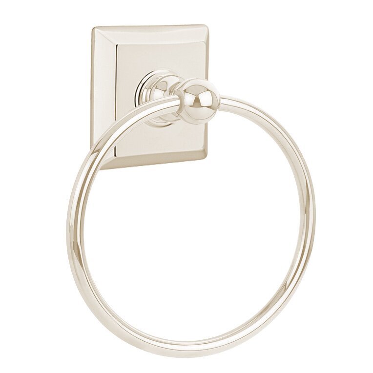 Emtek Traditional Brass Towel Ring with Quincy Rosette