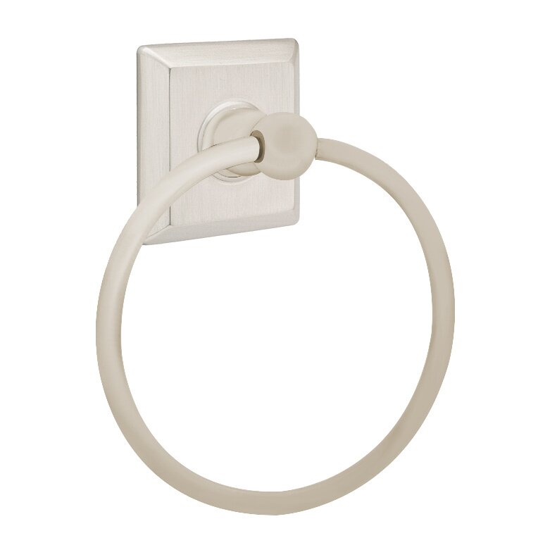 Emtek Traditional Brass Towel Ring with Quincy Rosette