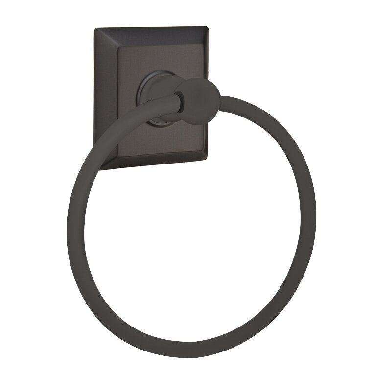 Emtek Traditional Brass Towel Ring with Quincy Rosette