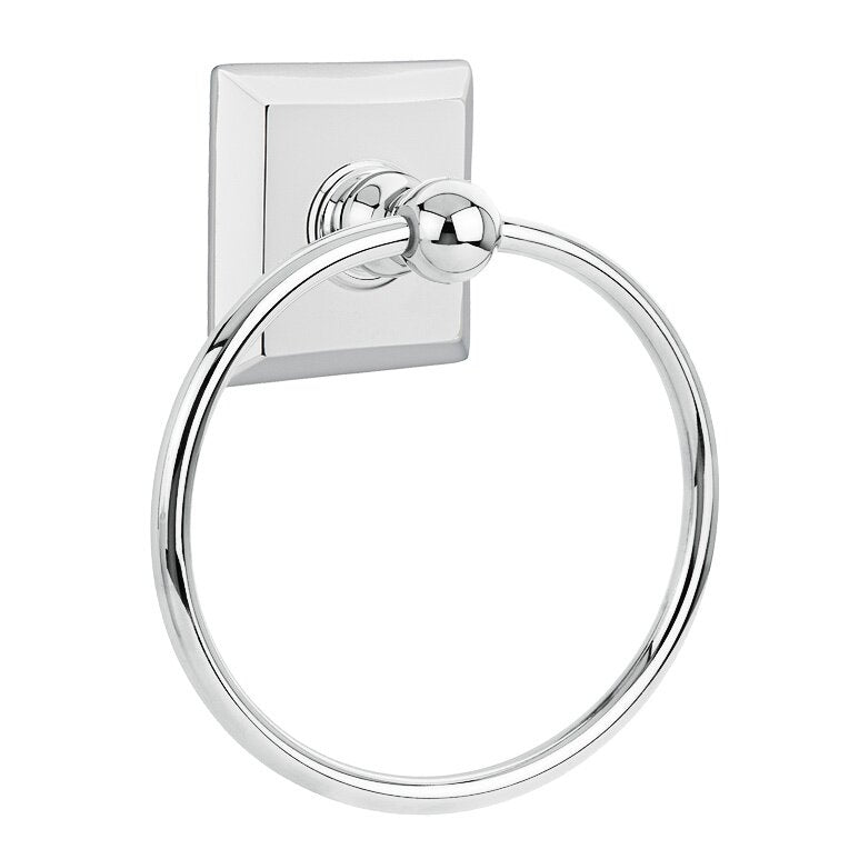 Emtek Traditional Brass Towel Ring with Quincy Rosette