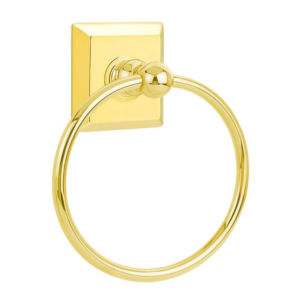 Emtek Traditional Brass Towel Ring with Quincy Rosette