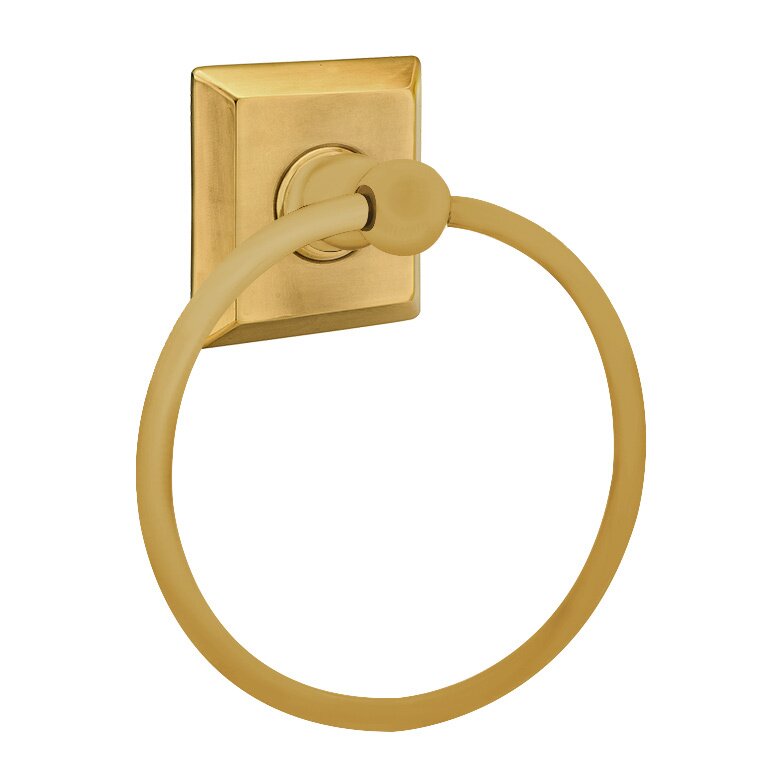 Emtek Traditional Brass Towel Ring with Quincy Rosette