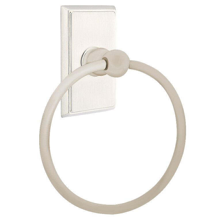 Emtek Traditional Brass Towel Ring with Rectangular Rosette