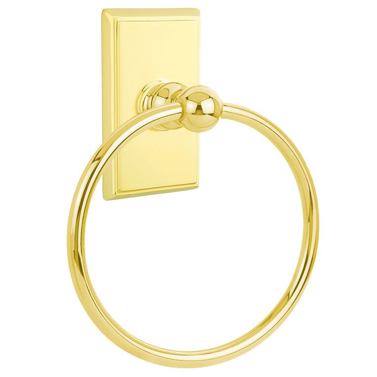 Emtek Traditional Brass Towel Ring with Rectangular Rosette