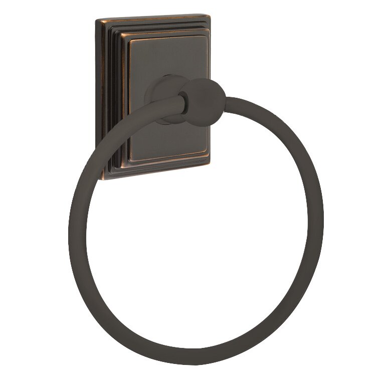 Emtek Traditional Brass Towel Ring with Wilshire Rosette