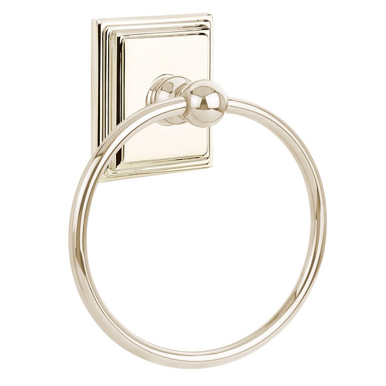 Emtek Traditional Brass Towel Ring with Wilshire Rosette