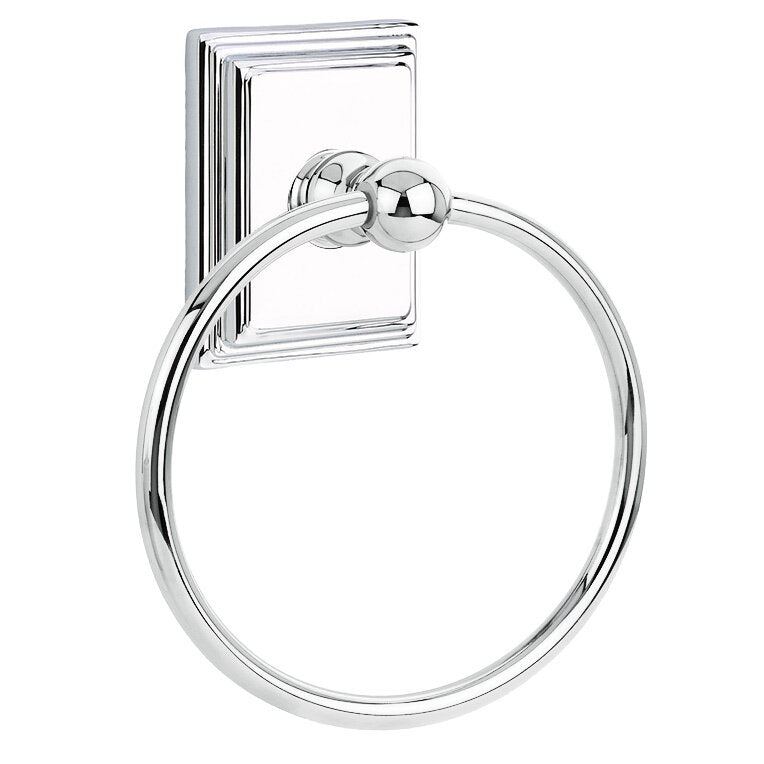 Emtek Traditional Brass Towel Ring with Wilshire Rosette