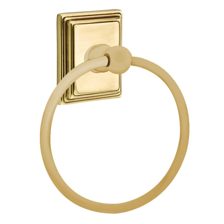 Emtek Traditional Brass Towel Ring with Wilshire Rosette