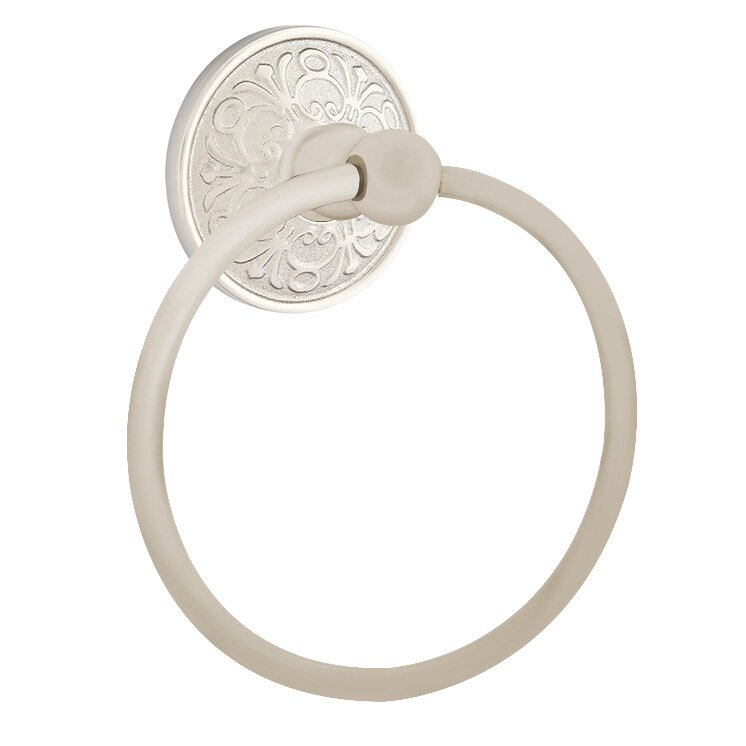Emtek Traditional Brass Towel Ring with Lancaster Rosette