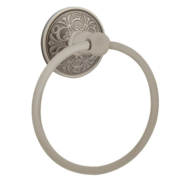 Emtek Traditional Brass Towel Ring with Lancaster Rosette