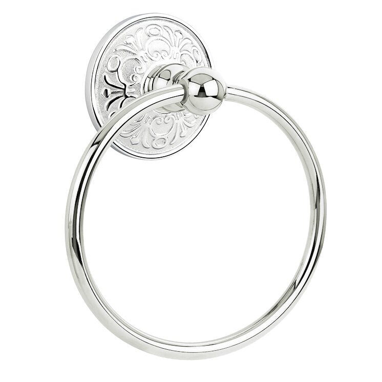 Emtek Traditional Brass Towel Ring with Lancaster Rosette