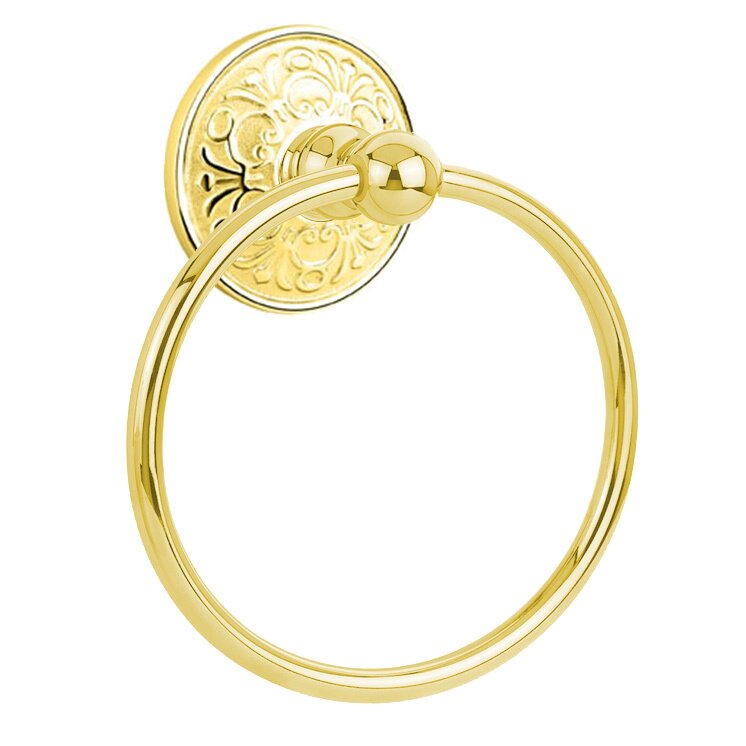 Emtek Traditional Brass Towel Ring with Lancaster Rosette