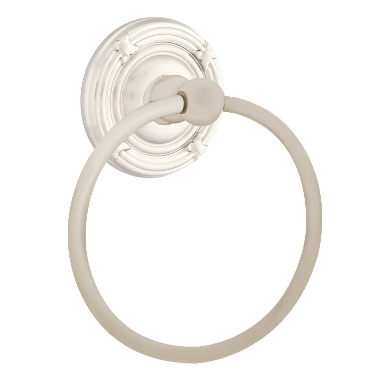 Emtek Traditional Brass Towel Ring with Ribbon & Reed Rosette