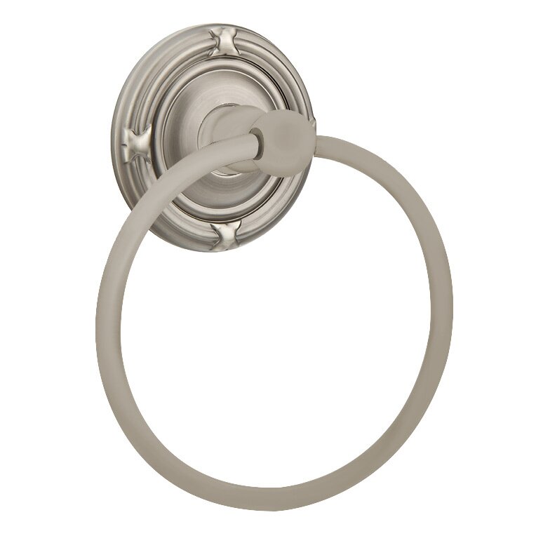 Emtek Traditional Brass Towel Ring with Ribbon & Reed Rosette