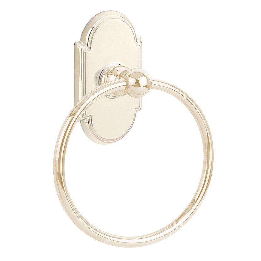Emtek Traditional Brass Towel Ring with #8 Rosette