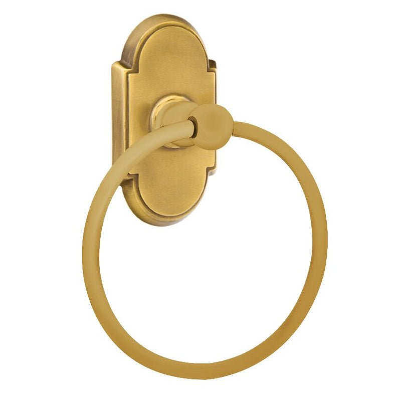 Emtek Traditional Brass Towel Ring with #8 Rosette