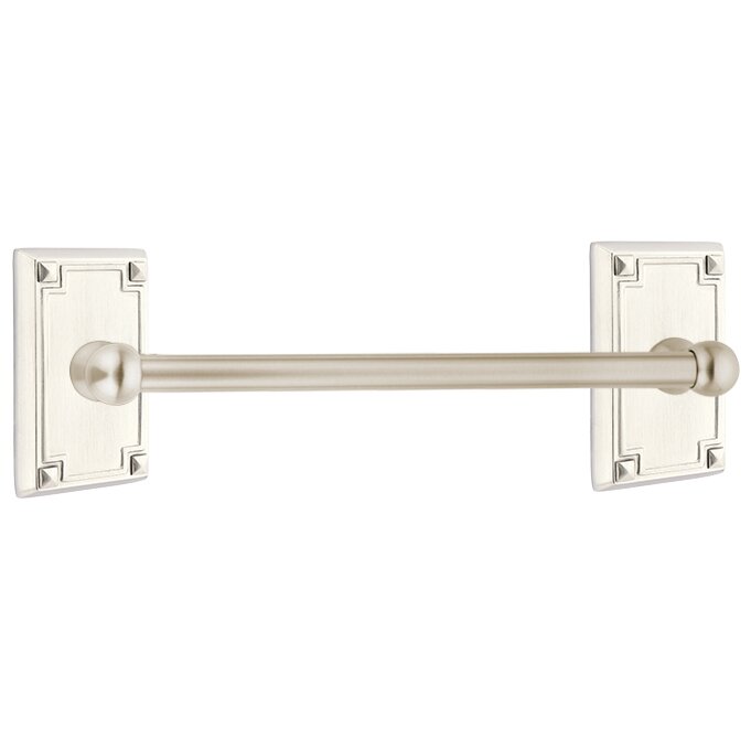 Emtek Traditional Brass Towel Bar with Arts & Crafts Rectangular Rosette