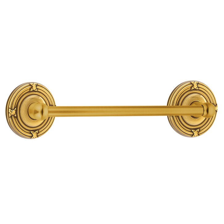 Emtek Traditional Brass Towel Bar with Ribbon & Reed Rosette