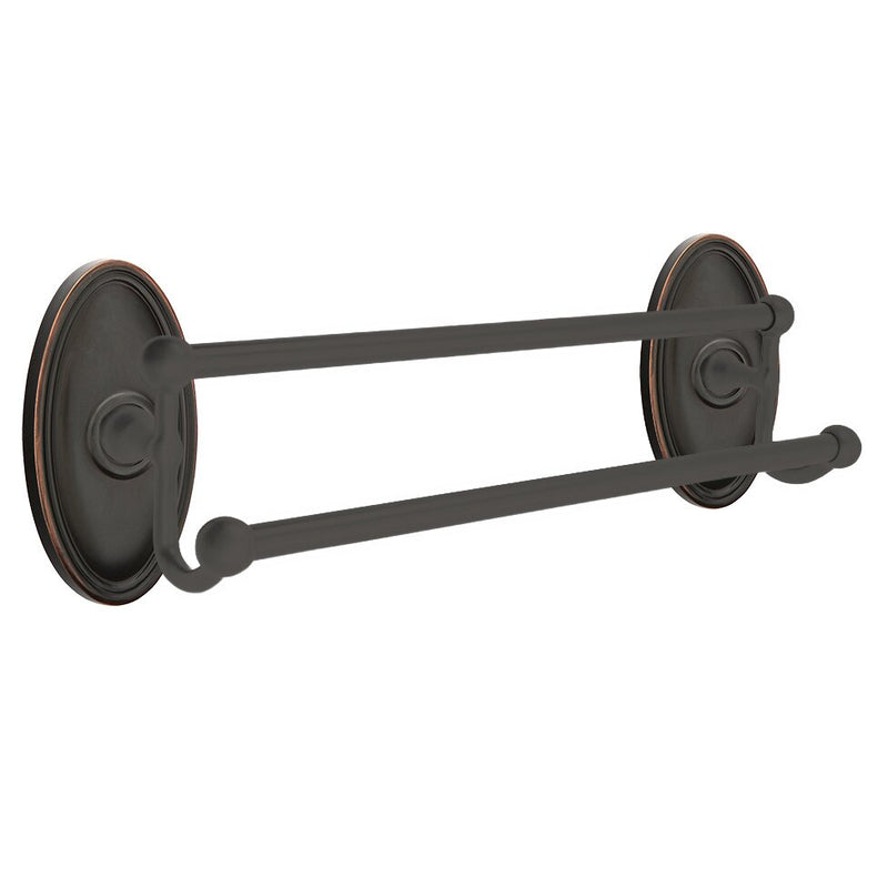 Emtek Traditional Brass Double Towel Bar with Oval Rosette