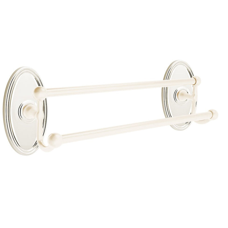 Emtek Traditional Brass Double Towel Bar with Oval Rosette