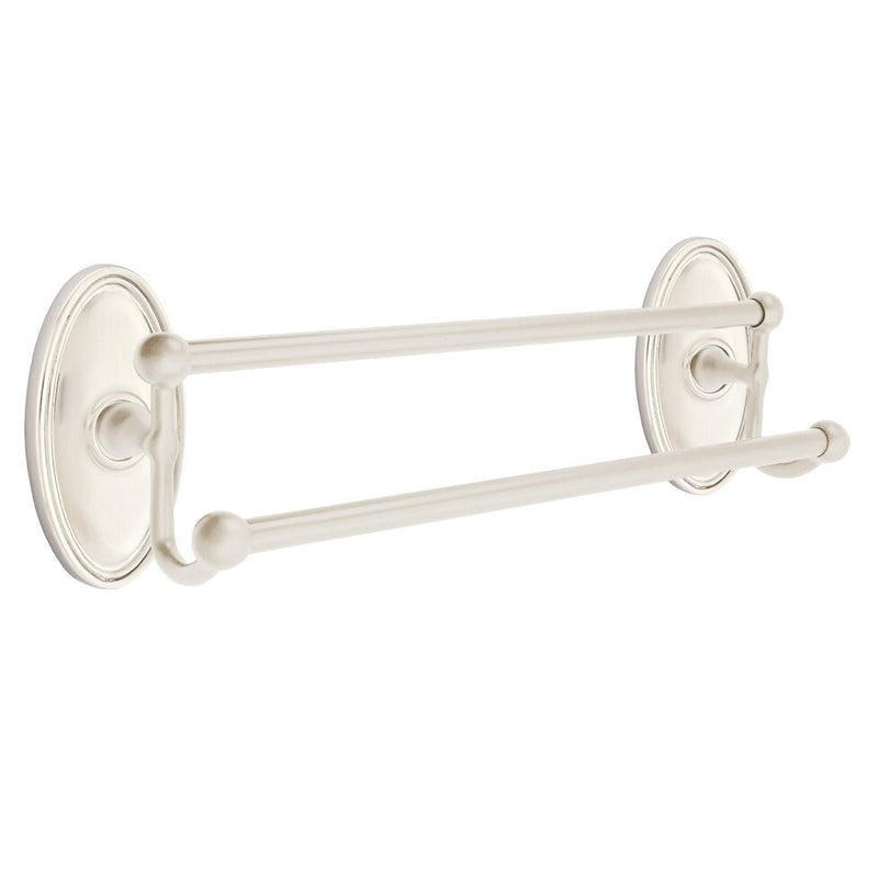 Emtek Traditional Brass Double Towel Bar with Oval Rosette