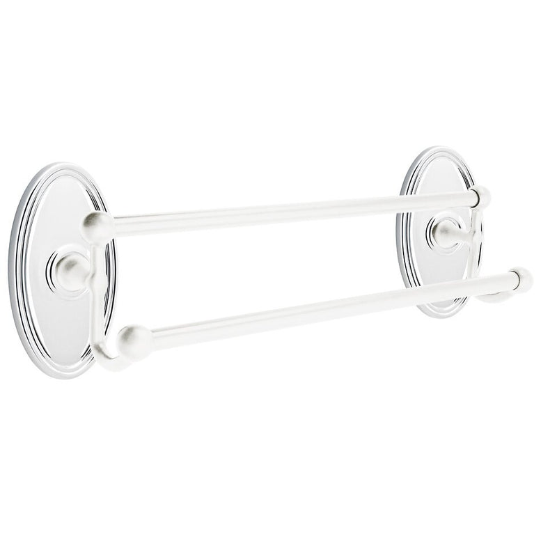 Emtek Traditional Brass Double Towel Bar with Oval Rosette