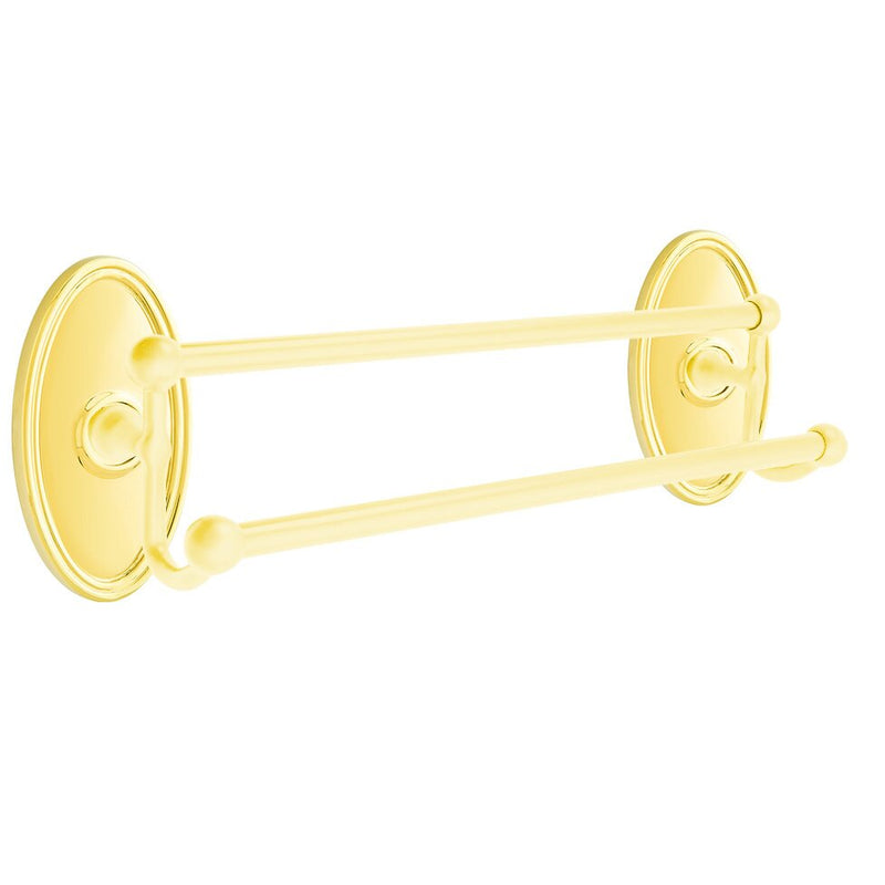 Emtek Traditional Brass Double Towel Bar with Oval Rosette