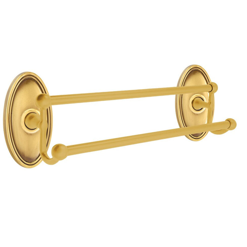 Emtek Traditional Brass Double Towel Bar with Oval Rosette