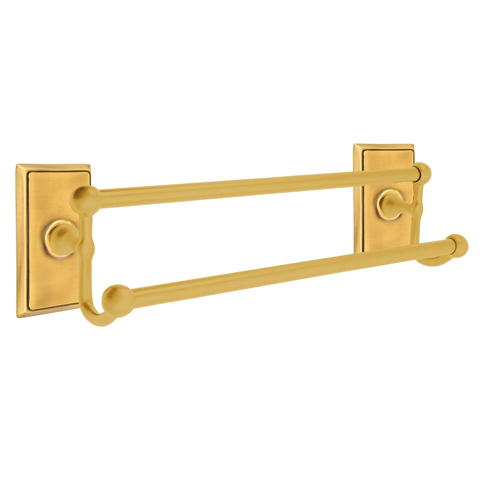 Emtek Traditional Brass Double Towel Bar with Rectangular Rosette