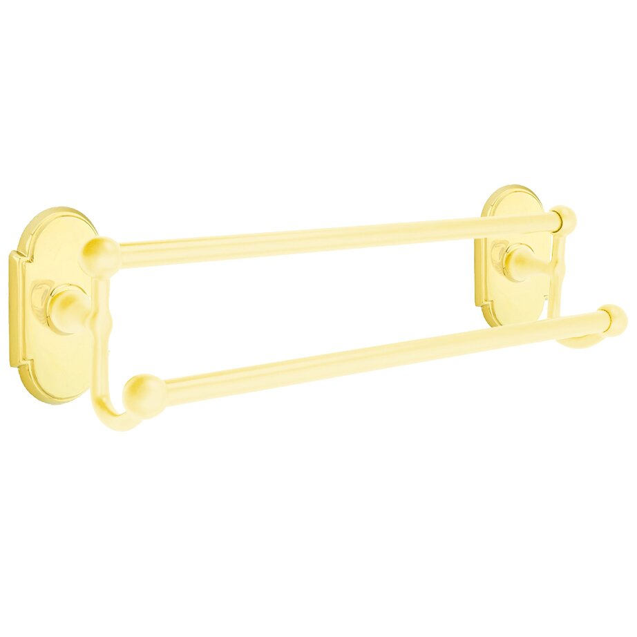 Emtek Traditional Brass Double Towel Bar with #8 Rosette