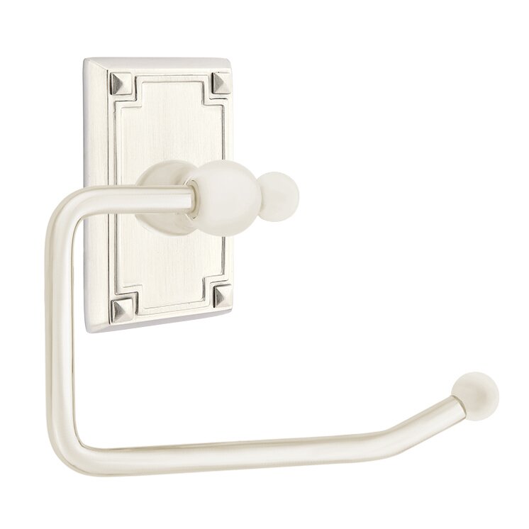 Emtek Traditional Brass Paper Holder - Bar Style with Arts & Crafts Rosette