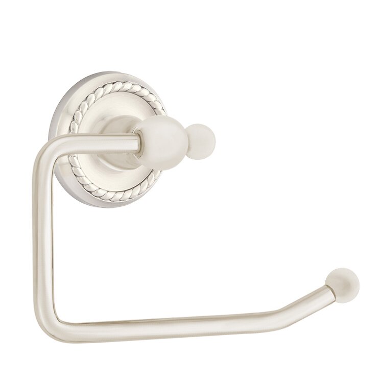 Emtek Traditional Brass Paper Holder - Bar Style with Rope Rosette
