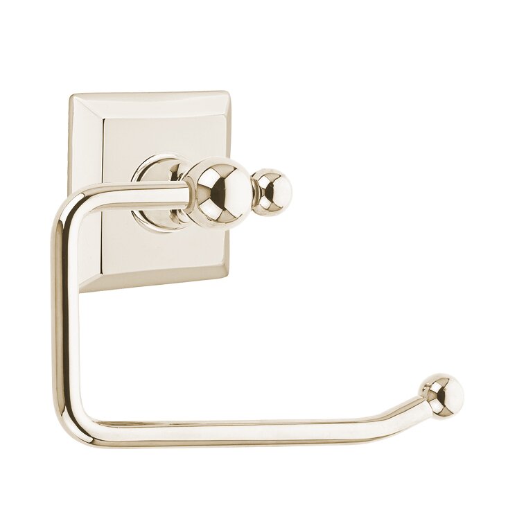 Emtek Traditional Brass Paper Holder - Bar Style with Quincy Rosette