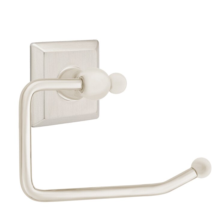 Emtek Traditional Brass Paper Holder - Bar Style with Quincy Rosette
