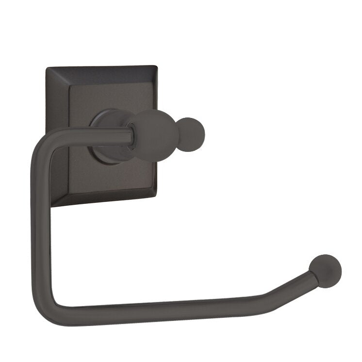 Emtek Traditional Brass Paper Holder - Bar Style with Quincy Rosette