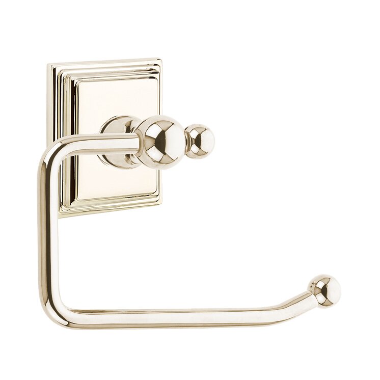 Emtek Traditional Brass Paper Holder - Bar Style with Wilshire Rosette