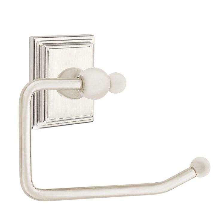 Emtek Traditional Brass Paper Holder - Bar Style with Wilshire Rosette