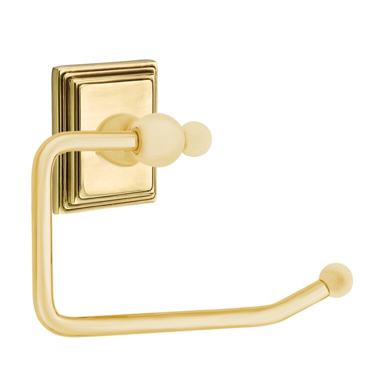Emtek Traditional Brass Paper Holder - Bar Style with Wilshire Rosette