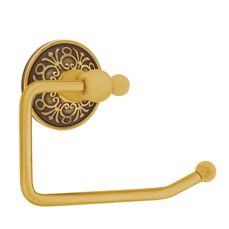Emtek Traditional Brass Paper Holder - Bar Style with Lancaster Rosette