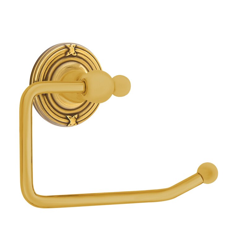 Emtek Traditional Brass Paper Holder - Bar Style with Ribbon & Reed Rosette