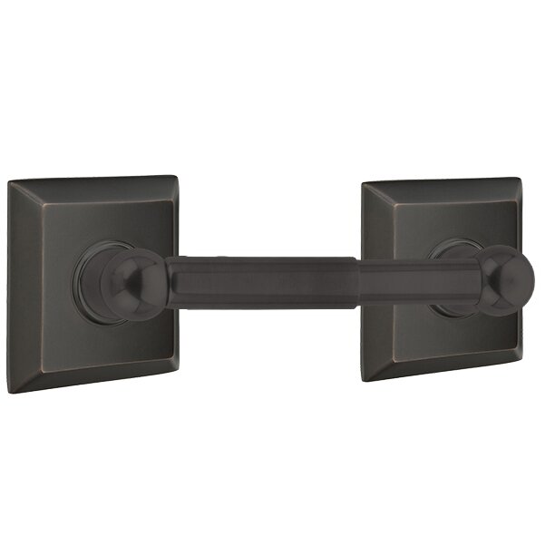 Emtek Traditional Brass Paper Holder - Spring Rod Style with Quincy Rosette
