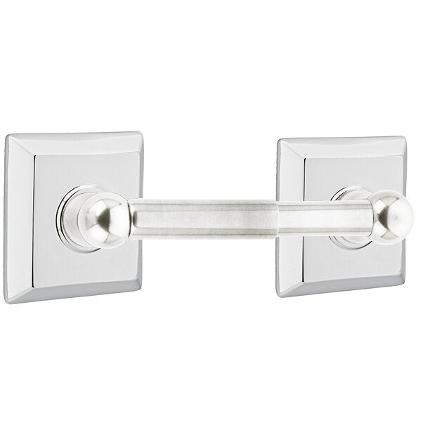 Emtek Traditional Brass Paper Holder - Spring Rod Style with Quincy Rosette