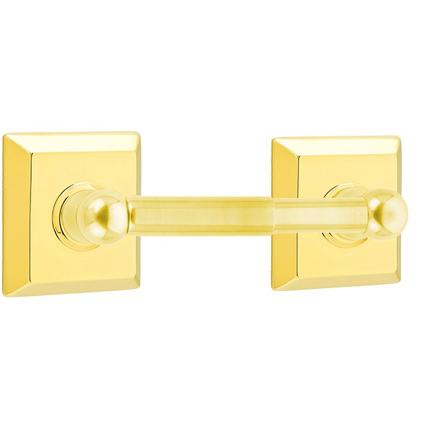 Emtek Traditional Brass Paper Holder - Spring Rod Style with Quincy Rosette