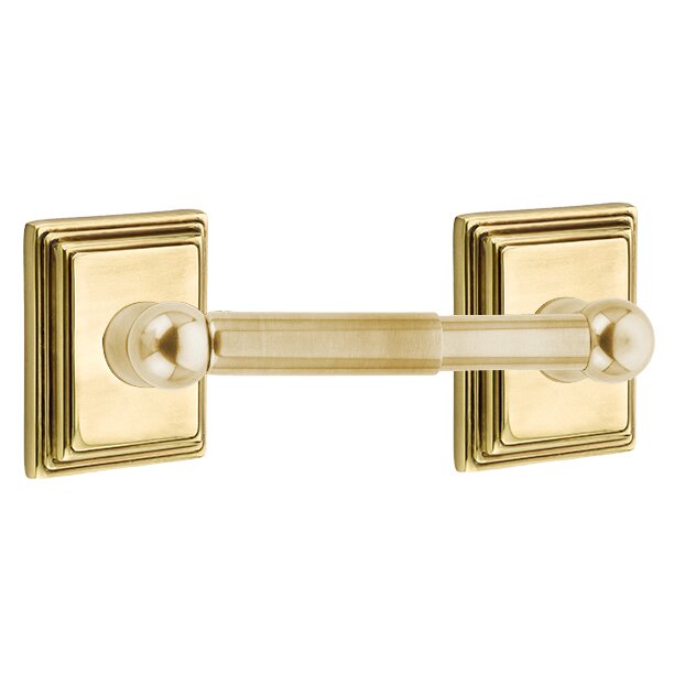 Emtek Traditional Brass Paper Holder - Spring Rod Style with Wilshire Rosette