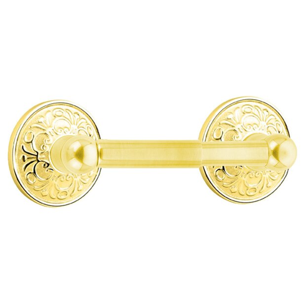 Emtek Traditional Brass Paper Holder -  Spring Rod Style with Lancaster Rosette