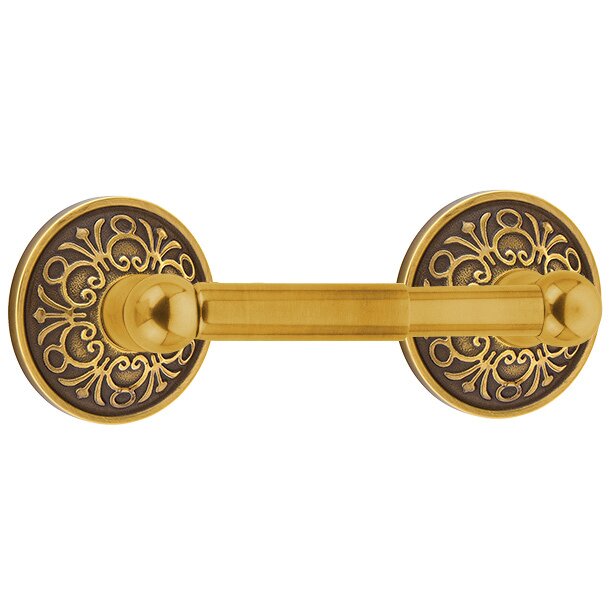 Emtek Traditional Brass Paper Holder -  Spring Rod Style with Lancaster Rosette