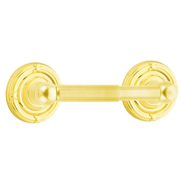 Emtek Traditional Brass Paper Holder - Spring Rod Style with Ribbon & Reed Rosette