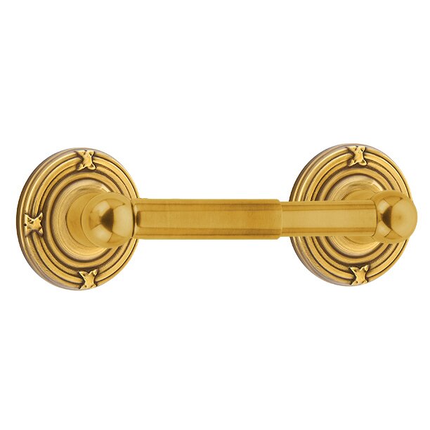 Emtek Traditional Brass Paper Holder - Spring Rod Style with Ribbon & Reed Rosette