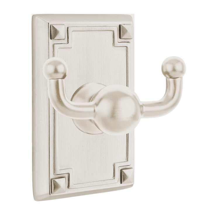 Emtek Traditional Brass Double Hook with Arts & Crafts Rosette